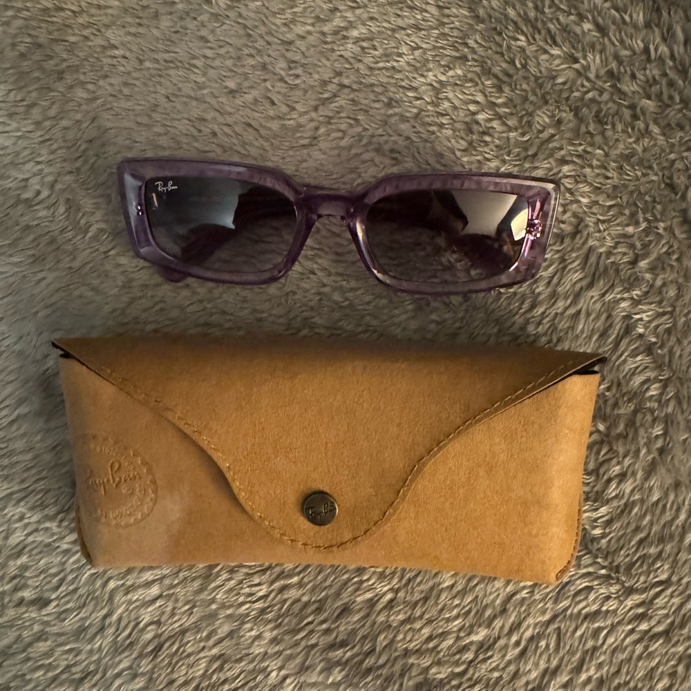 Purple, square Ray Ban sunglasses. Excellent condition.